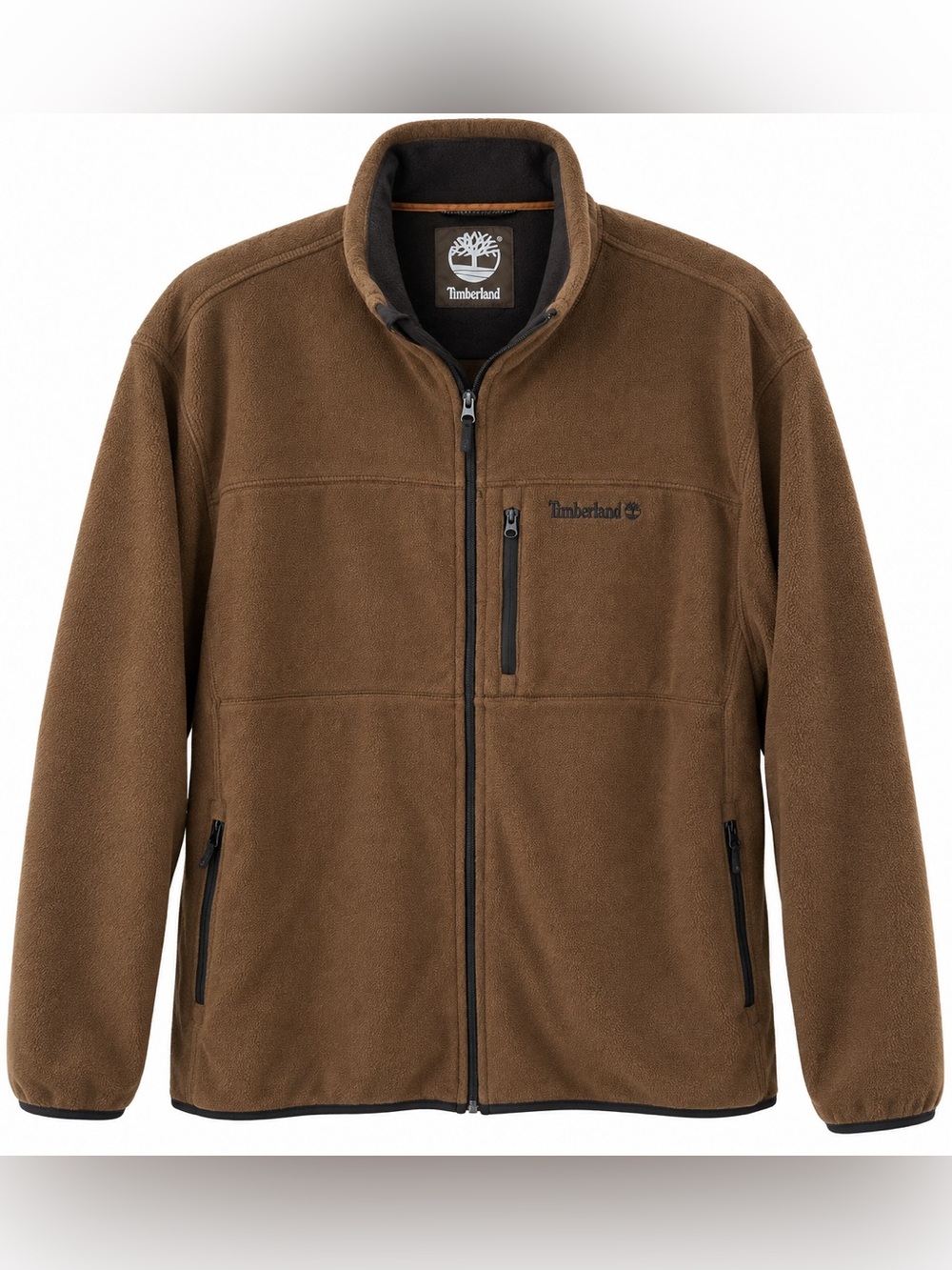 Timberland Mens Fleece Jacket Full Zip Brown Size XXL Outdoor Casual